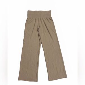 Three Dots NWT Ribbed High Waisted Wide Leg Pull-On Pants Sm Taupe 32" Inseam